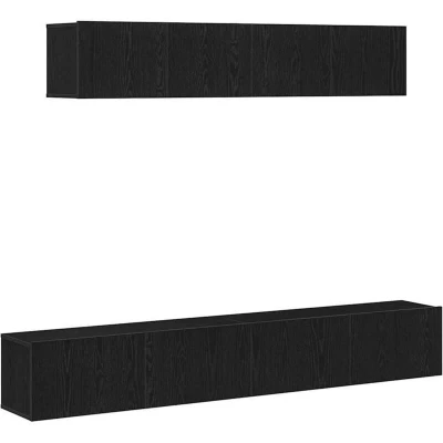 Image of vidaXL 4 Piece TV Cabinet Set Black Engineered Wood