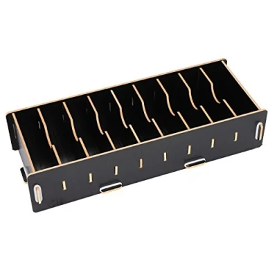 Image of Wooden Desktop Business Card Holder Name Organiser with Detachable 9 Slots Desk Storage Box Case Rack Display Stand Collection for Office Home Stationery Cosmetic
