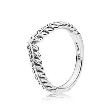 Image of PANDORA Moments Women&#039;s Sterling Silver Wheat Grains Wishbone Ring, Size 48, No Box