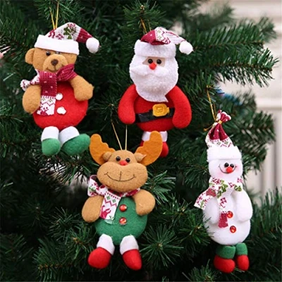 Image of Christmas Tree Hanging Doll Santa Claus Snowman Elk Tags Pendant Holiday Party Ornaments