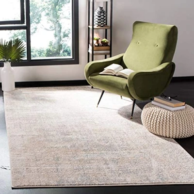 Image of SAFAVIEH Modern Abstract Rug for Living Room, Dining Bedroom Adirondack Collection, Short Pile, in Beige and Slate, 122 X 183 cm