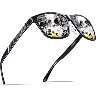 Image of ATTCL Men&#039;s Retro Driving Polarized Sunglasses Man Al Mg Metal Frame Ultra Light 8587 Silver UV400 CAT 3 CE