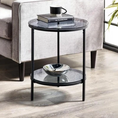 Image of Julian Bowen Lamp Table, Smoked Glass/Black, One Size