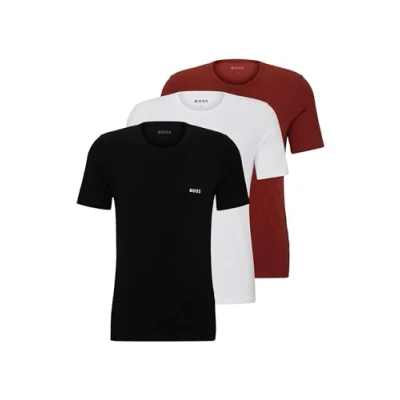 Image of BOSS Mens TShirtRN 3P Classic Three Pack of Underwear T Shirts in Cotton Jersey