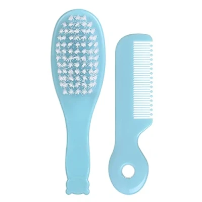 Image of Baby Hair Brush &amp; Comb Set Children Soft Nylon Bristle Caps For Toddler Infant Head Massage Newborns