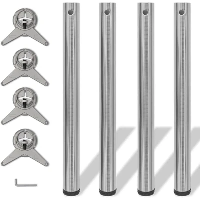 Image of vidaXL 4 Height Adjustable Table Legs Brushed Nickel 710 mm