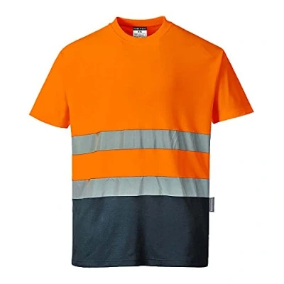 Image of Portwest Two Tone Cotton Comfort T Shirt Orange/Navy Small