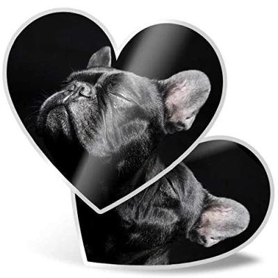 Image of 2 x Heart Stickers 15 cm Black French Bulldog Dog Fun Decals for Laptops,Tablets,Luggage,Scrap Booking,Fridges, #3885