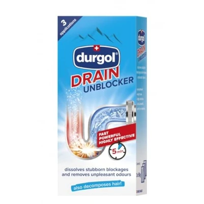 Image of Durgol Drain Unblocker, Cleaner Granules for Kitchen &amp; Bathroom, Powerful and fast unblocker all drains Pipe Cleaner, Removes Blockages Unpleasant Odours