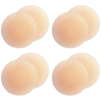 Image of Gmumu Ultra Thin Nippleless Cover Women&#039;s Silicone Nipplecovers Reusable Pasties Invisible Breast Petals for Women, 4 Pairs (Beige)
