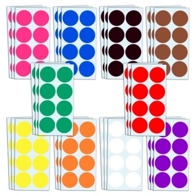 Image of 240 Pieces 5cm Large Round Coloured Stickers Labels, 10 Colours