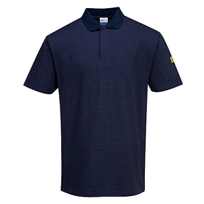 Image of Portwest Anti Static ESD Polo Shirt, Size: L, Colour: Navy, AS21NARL