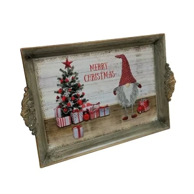 Image of Premier Cute Christmas Gonk Tea Serving Tray Plastic Drinks Lap Snack Tray, Grey, 40 x 26 3cm (AC231894)