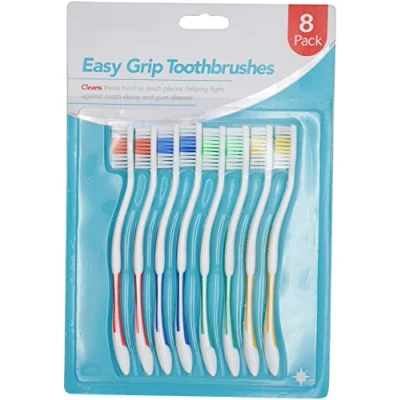Image of DentaGlo Easy Grip Toothbrushes Assorted Colours Pack of 8