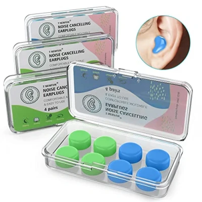 Image of T NEWFUN Ear Plugs for Sleeping, Swimming, 32 Reusable Malleable Soft Silicone as Anti Snoring Protection and on The Airplane