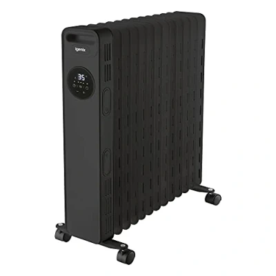 Image of Igenix IG2626BL Digital Oil Filled Radiator, 2.5kW/2500W 13 Fin Electric Heater with Remote Control, 3 Adjustable Heat Settings &amp; Overheat Protection, 2500 W, Black