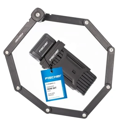 Image of Fischer 50385 Faltschloss Folding Lock, Black, 110 cm