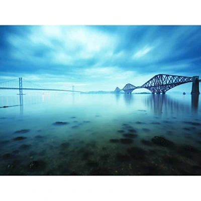 Image of Wee Blue Coo Forth Bridges In Edinburgh Scotland Picture Art Canvas Print