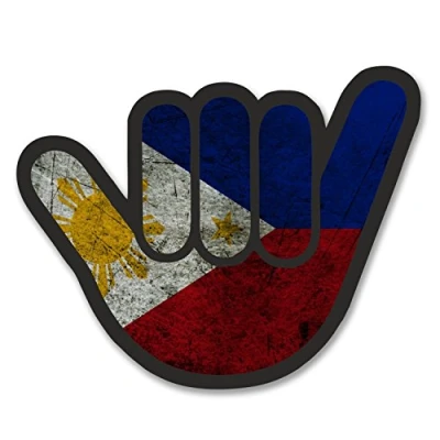Image of 2 x 10cm Philippines Flag Shocker Hand Vinyl Sticker Decal Car Bike Laptop #6182 (10cm Wide 8cm Tall)