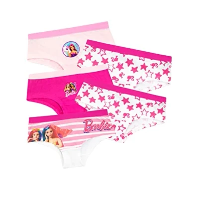 Image of Barbie Girls Knickers Cotton Underwear Multipack Pack of 5 Pants for Kids Multicolour 9 10 Years