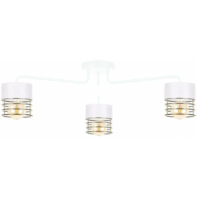 Image of Royal Multi Arm Semi Flush Ceiling Light White, Gold, 70cm, 3x E27