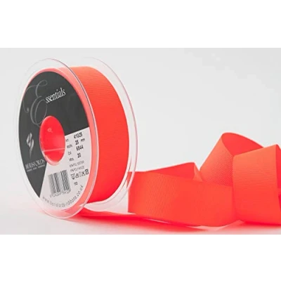 Image of Berisfords Grosgrain Ribbon, Flo Orange, 25 mm, 25mm