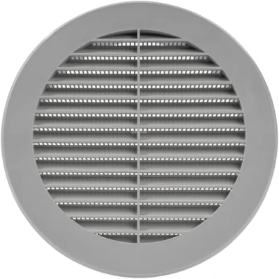 Image of Vent Systems 150 mm / 6&quot; Inch Round Soffit Cover Gray Louvered Plastic Grill Grille with Screen Mesh HVAC, Ducting, Pipe Air Supply Vents for Bathroom, Kitchen