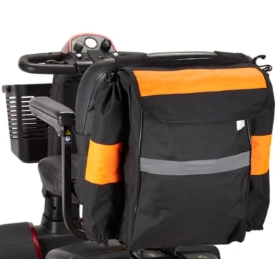 Image of Ducksback Storage and Shopping Bag with Crutch/Walking Stick Holders for use a Mobility Scooter Black Flourescent High Visibility