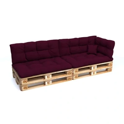 Image of POKAR Euro Pallet Quilted Pillow Set of 6: Seat Cushion 120 x 80cm + Back 40cm, Garden Pillows Sofa, Patio, Without Pallets, Violet
