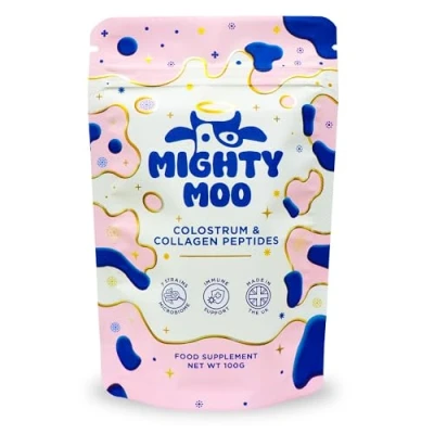 Image of Bovine Colostrum Powder with Collagen Peptides for Gut Health, Immune Support, Hair Growth &amp; Beauty Supplement, Gluten Free, Sugar Free Mighty Moo Freeze Dried Colostrum, Unflavored, 30 Servings