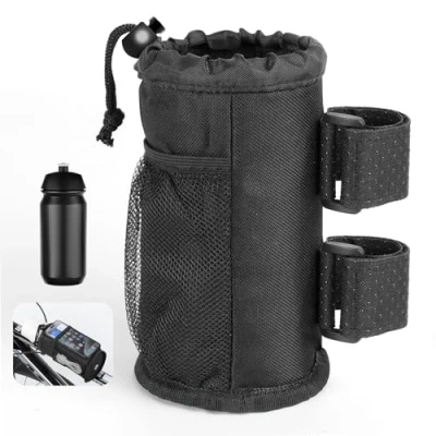 Image of AiQInu Bicycle Bottle Holder Drinking Flash Bag, Drink without Screws Made of Oxford Fabric, Water with Mesh Pocket for Folding, Pushchair, Motorcycle, Wheelchair, Scooter