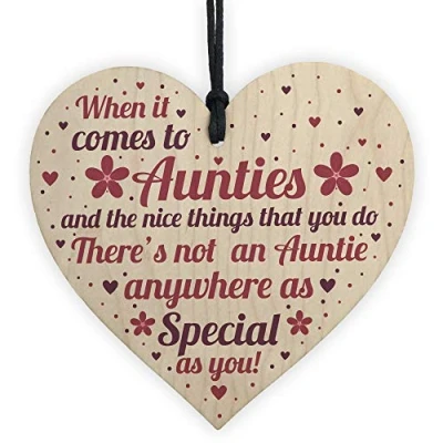 Image of RED OCEAN Handmade Gifts For Auntie Christmas Birthday Hanging Wooden Heart THANK YOU Keepsake Gift