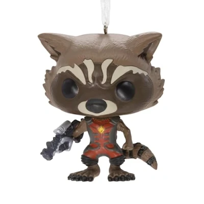 Image of Hallmark Guardians of the Galaxy Rocket Raccoon Funko Pop, Hanging Ornament, Marvel Tree Decoration, Resin Christmas Gifts for