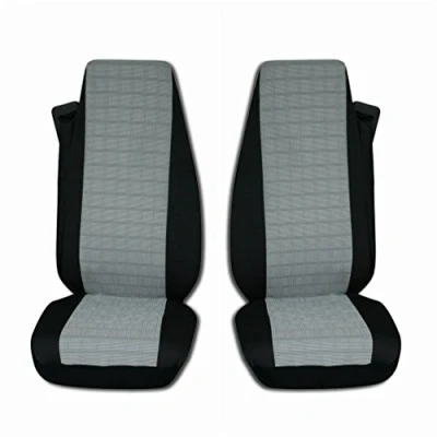 Image of TEXMAR Designed to fit Volvo FH, FL, FE after 2014 Truck Seat Covers BLACK GREY Lux Fabric 2 piece