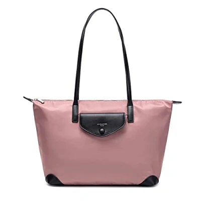 Image of David Jones Women&#039;s Nylon Tote Bag Waterproof Shoulder Travel Beach Foldable Shopper Handbag Large Capacity Fashion Zipper Crossbody Casual Elegant Work City Pink