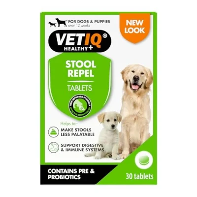 Image of VETIQ Stool Repel Tablets for Dogs &amp; Puppies Over 12 Weeks, Helps Make Stools Less Palatable, Coprophagia Aid, 30