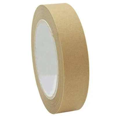 Image of Kraft Paper Packaging Tape Fully Recyclable Sticky Tapes Strong Eco Friendly for Packing Parcels and Boxes Brown Moving House (Pack of 1, 25mm x 50 Metres)