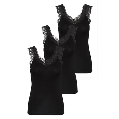 Image of PIECES PCBARBERA Lace Tank TOP Slim fit, 3 Pack, Black, M (EU)