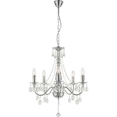 Image of William Pendant Ceiling Light Chrome 5x E14