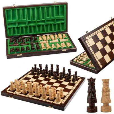 Image of Master of Chess Wooden Set with Pieces “GALANT 50 cm / 20 in Handcrafted Large Foldable Board Game for Adults and Kids Weighted