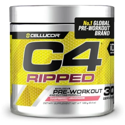 Image of C4 Ripped Pre Workout Powder Raspberry Lemonade 30 Servings Zero Sugar with 150mg Caffeine, 500mg L Carnitine, 1600mg Beta Alanine, 200mg Green Coffee Bean Extract