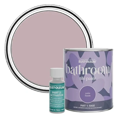 Image of Rust Oleum Pink Water Resistant Bathroom Tile Paint in Satin Finish Little Light 750ml