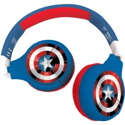 Image of LEXIBOOK HPBT010AV Wireless Bluetooth Kids Headphones The Avengers, Blue,Red,White