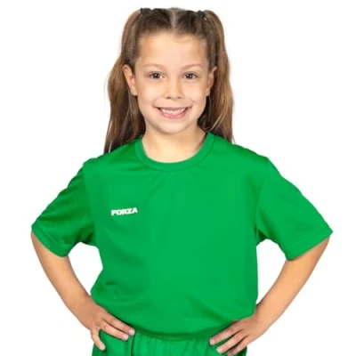 Image of FORZA Kids Football Shirt Unisex Short Sleeve Jersey [9 Colours] (UK, Age, 7 Years, 8 Regular, Green)