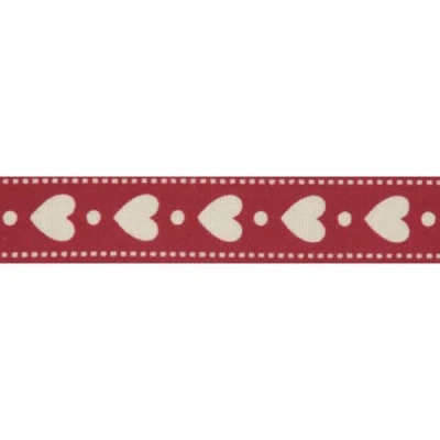 Image of Natural 5m x 15mm Bowtique Ribbon Hearts: Red