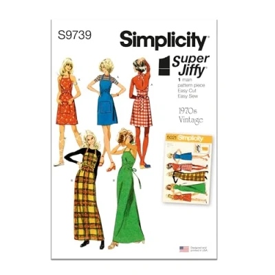 Image of SIMPLICITY SS9739A Misses&#039; Back Wrap Dress and Jumper in Two Lengths A (XS S M L XL)