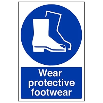 Image of Mandatory Ppe Wear Protective Footwear 150 X 200mm Restickable Safety Sign