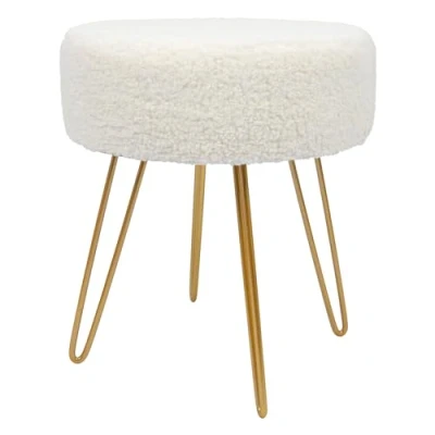 Image of Gold Legs Cream H41 x D35cm Round Boucle Footstool By Harbour Housewares