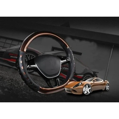Image of Mayco Bell D Cut Steering Wheel Cover Shaped Flat Bottom Microfiber Leather Anti Skid Breathable Fit 14.5&quot; 15&quot; (Coffee)