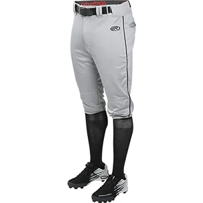 Image of Rawlings Launch Series Knicker Baseball Pants Piped Adult Sizes Grey/Black